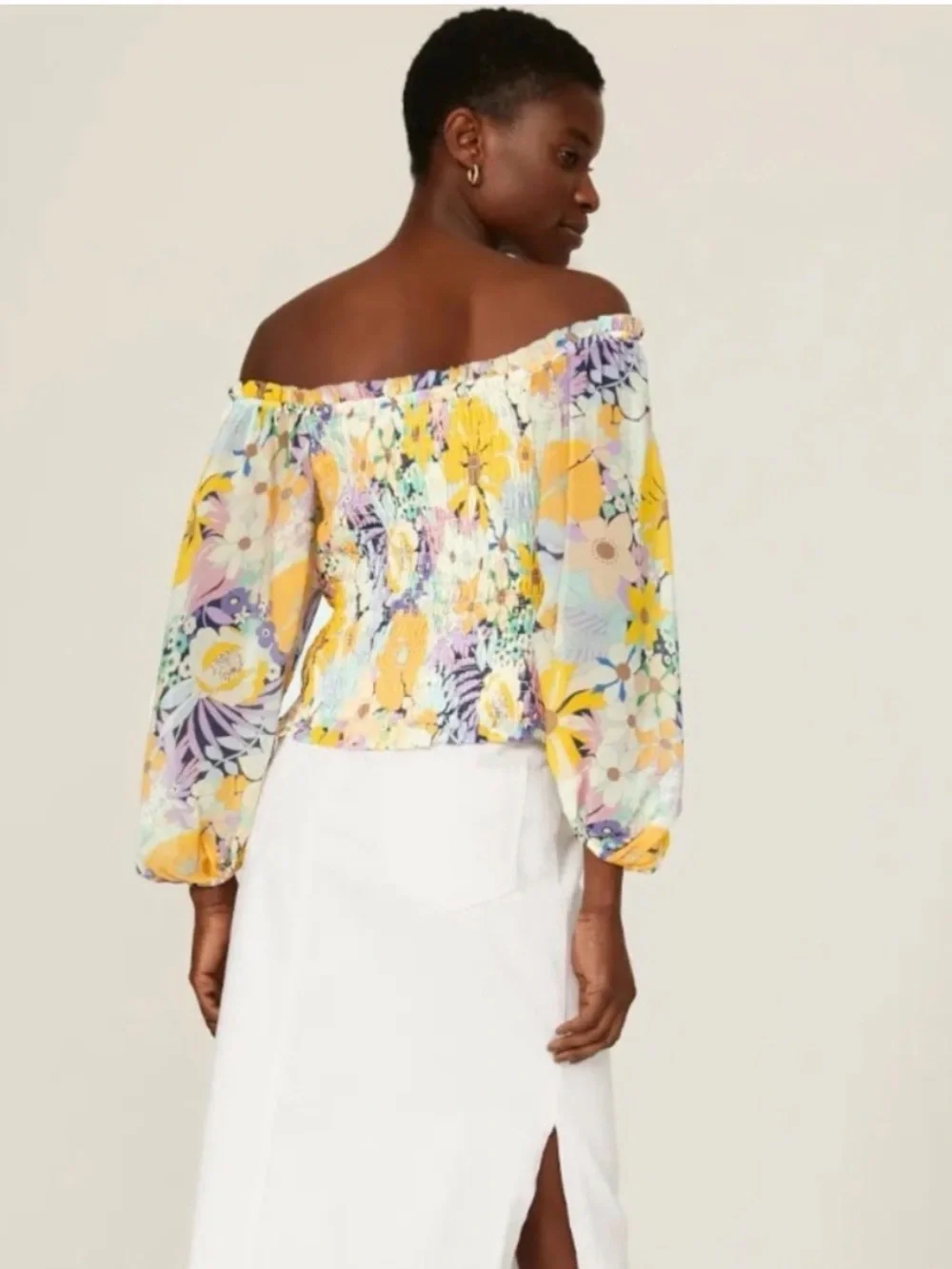 SHOSHANNA CECE TOP Floral Sheer Yellow Purple Size Medium